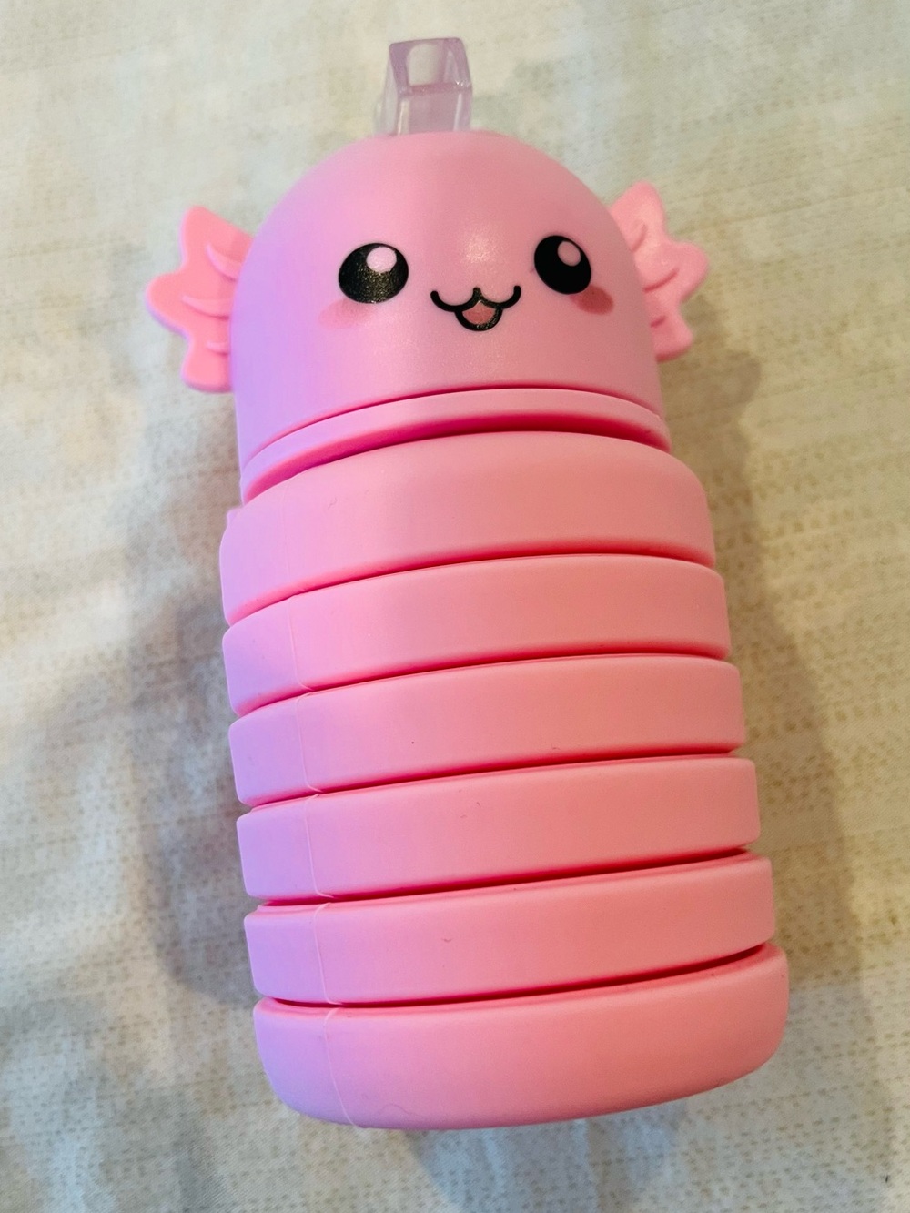 Cute Pink Stacking Axolotl girl’s water bottle 
Expandable